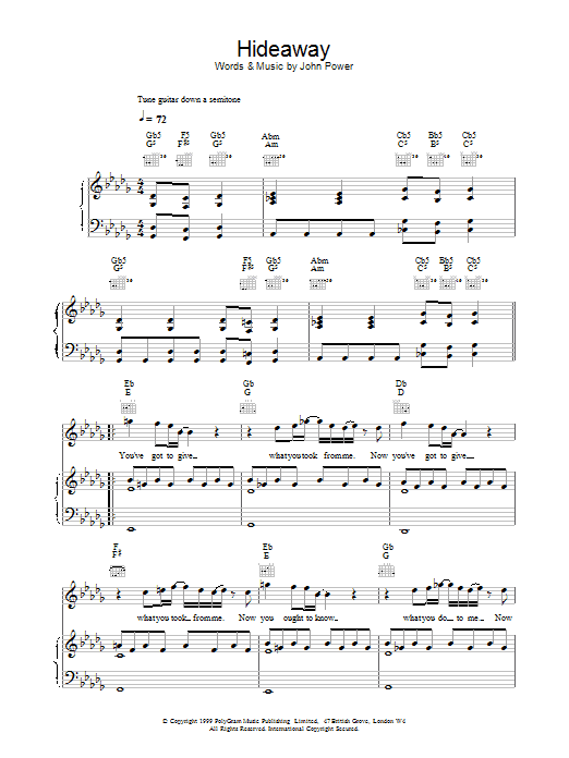 Cast Hideaway sheet music notes printable PDF score