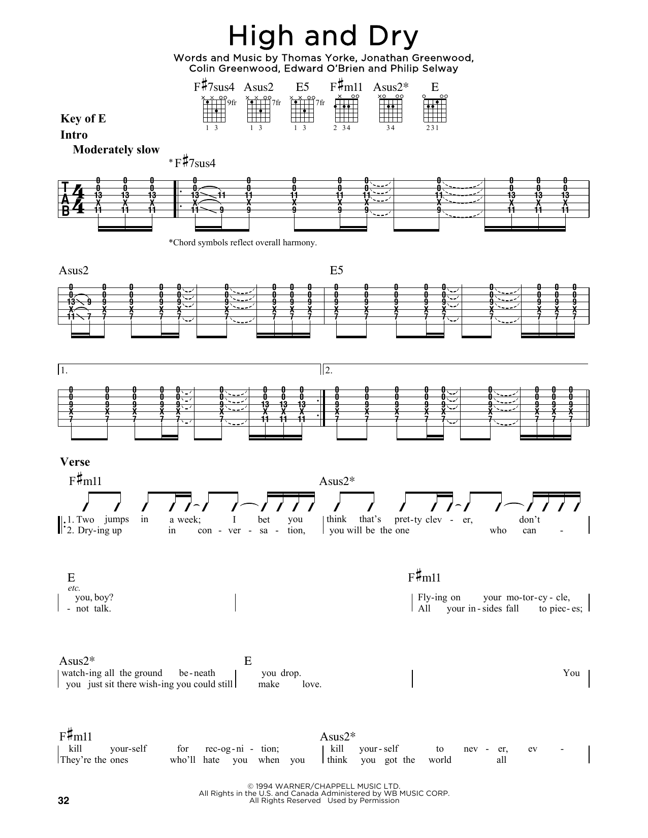 Download Radiohead High And Dry Sheet Music