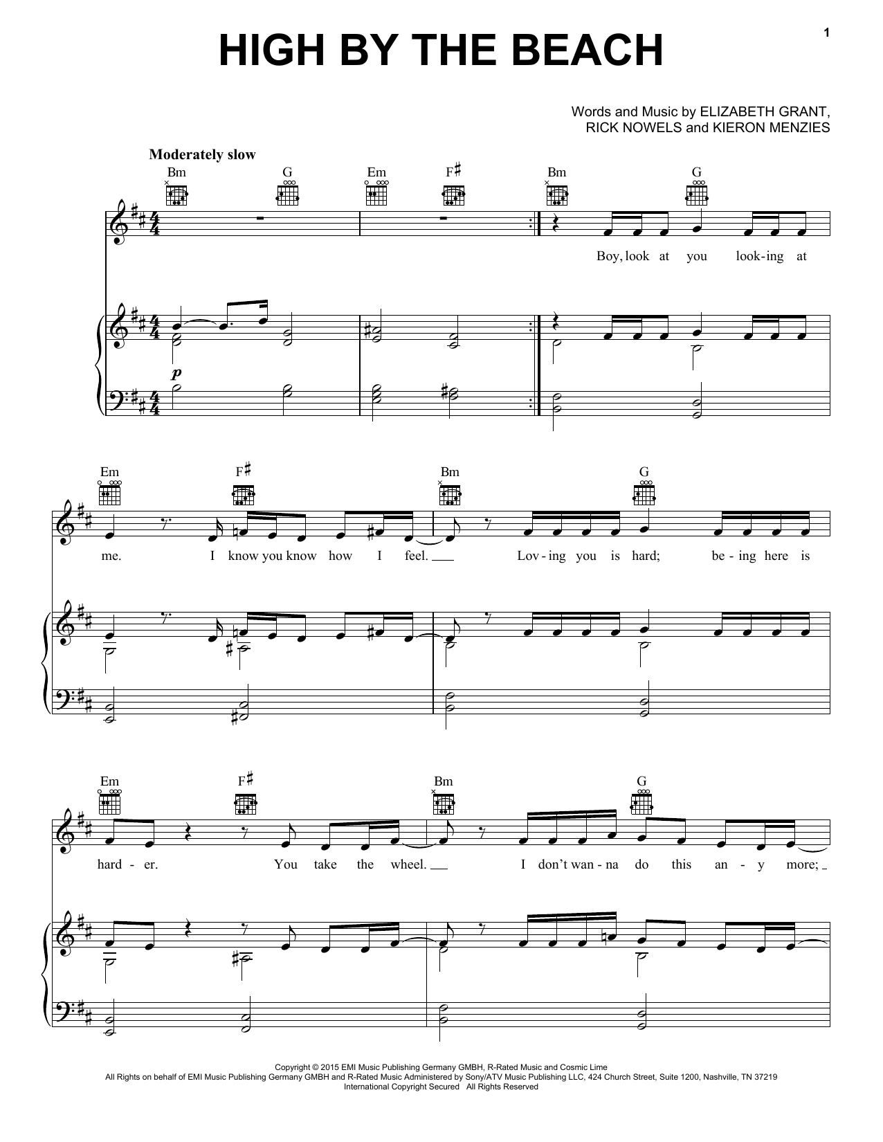 Download Lana Del Rey High By The Beach Sheet Music
