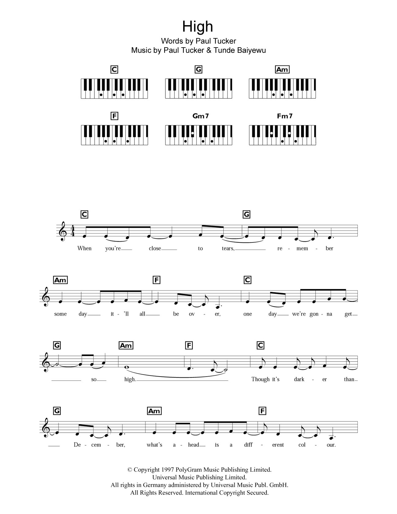 Download Lighthouse Family High Sheet Music