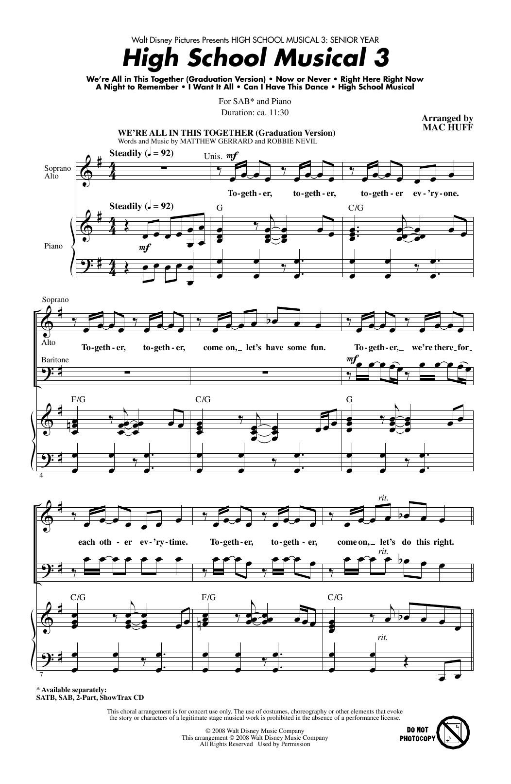 Download Mac Huff High School Musical 3 (Choral Medley) Sheet Music