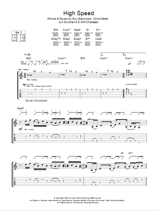 Download Coldplay High Speed Sheet Music