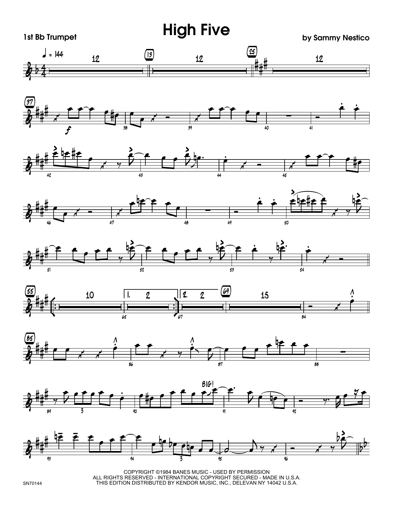 Download Sammy Nestico High Five - 1st Bb Trumpet Sheet Music