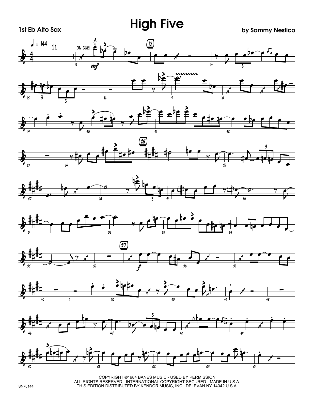 Download Sammy Nestico High Five - 1st Eb Alto Saxophone Sheet Music