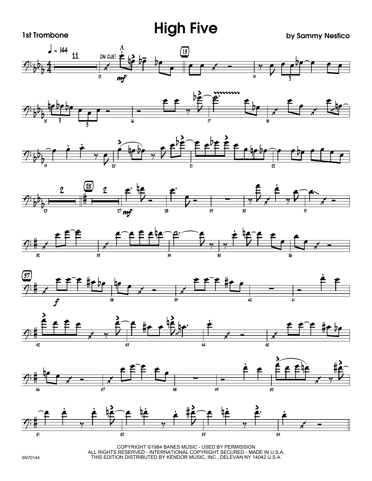 Download Sammy Nestico High Five - 1st Trombone Sheet Music