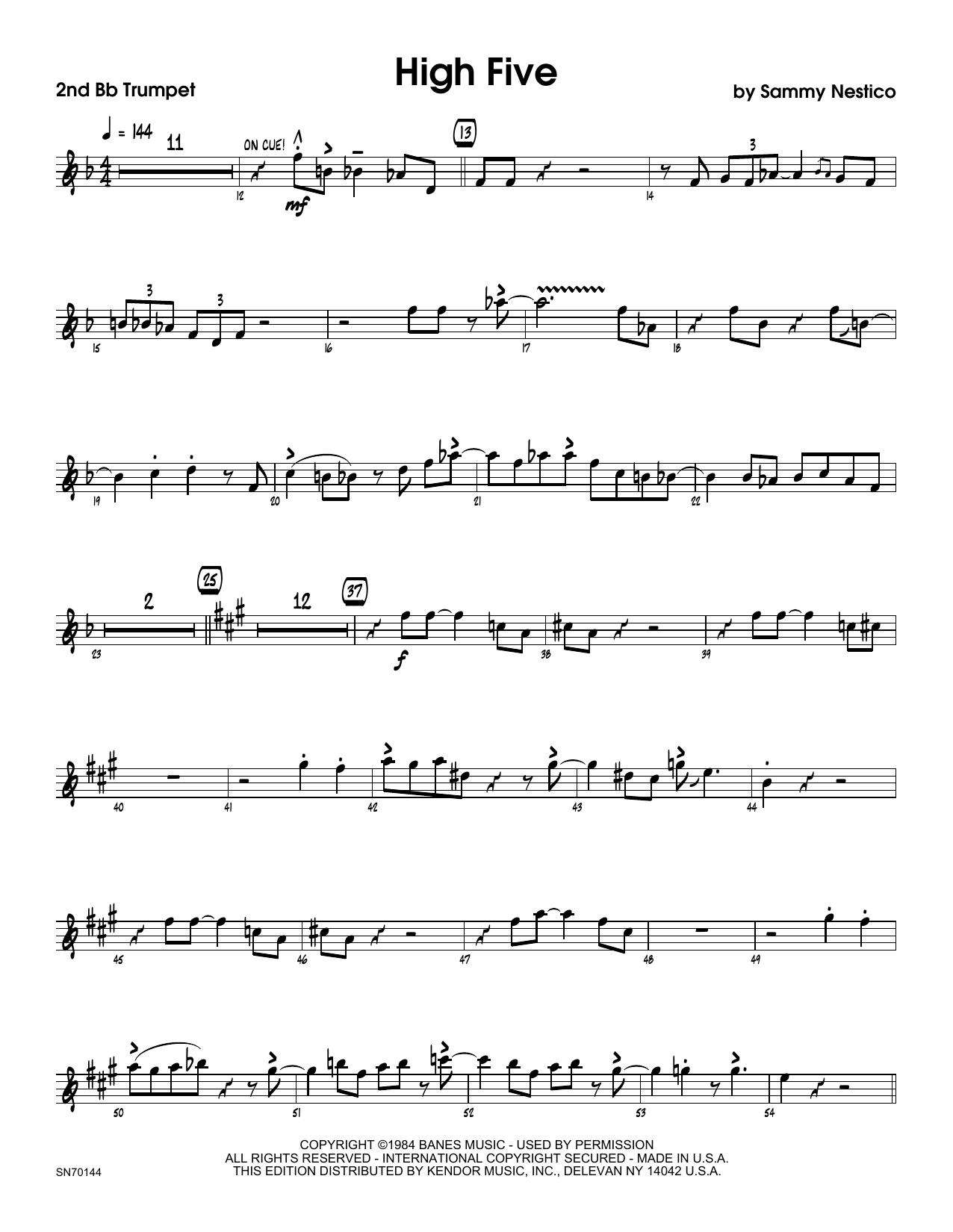 Download Sammy Nestico High Five - 2nd Bb Trumpet Sheet Music