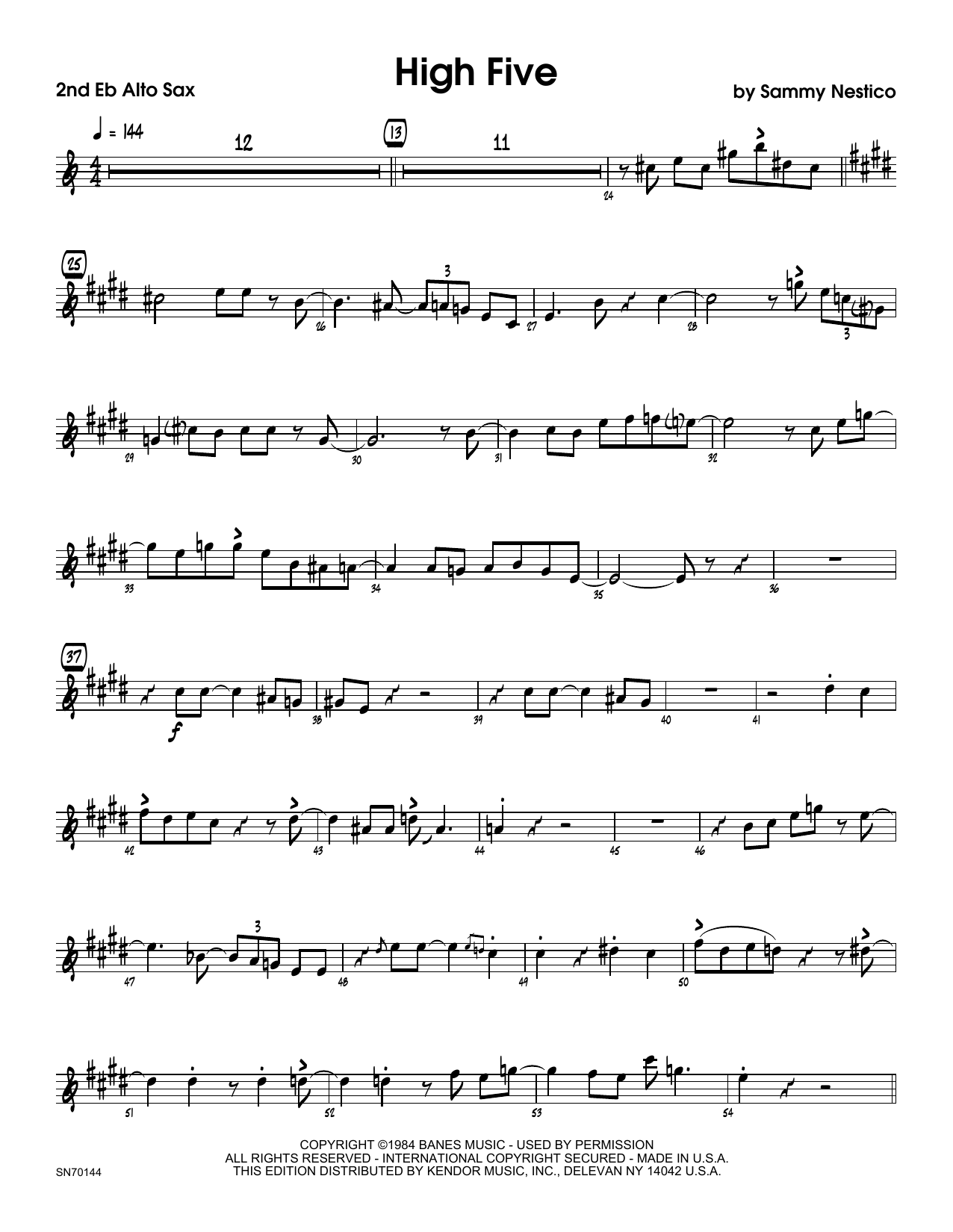 Download Sammy Nestico High Five - 2nd Eb Alto Saxophone Sheet Music