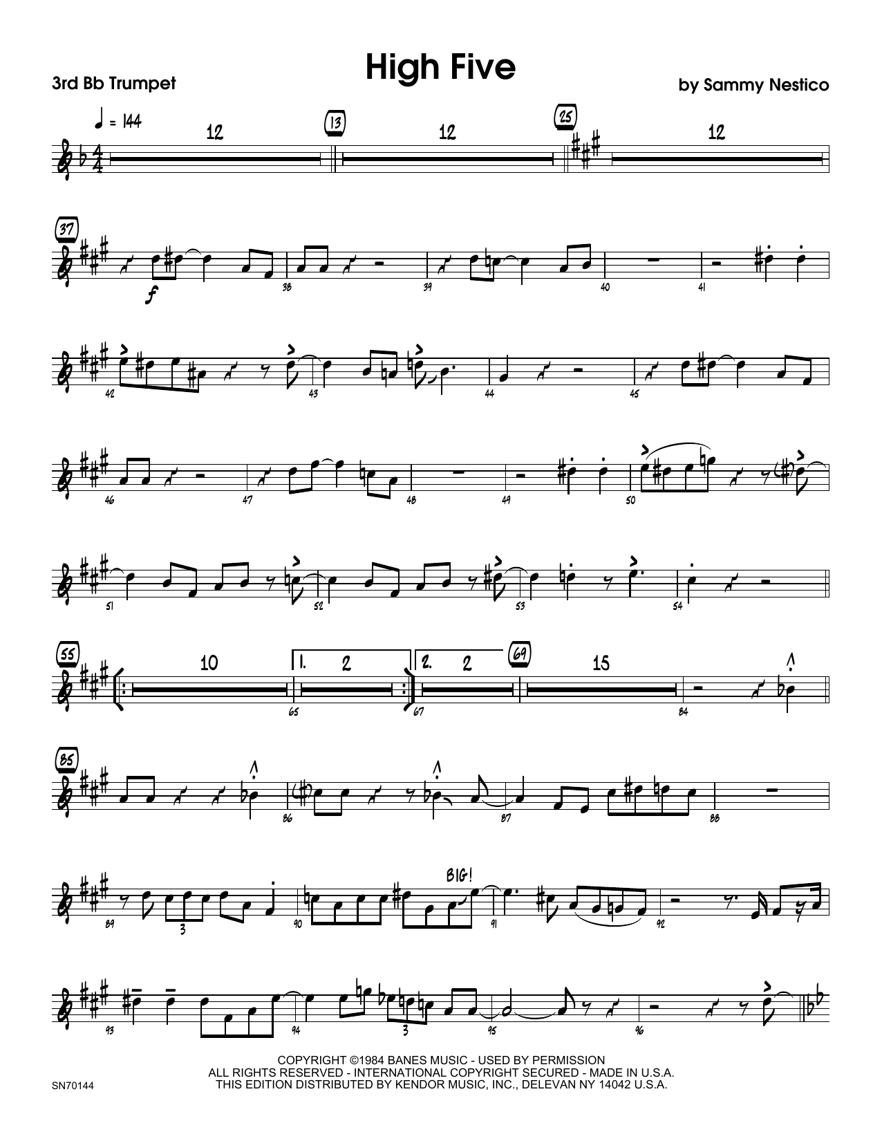 Download Sammy Nestico High Five - 3rd Bb Trumpet Sheet Music