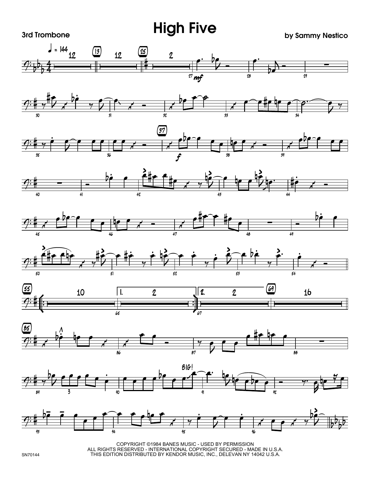 Download Sammy Nestico High Five - 3rd Trombone Sheet Music