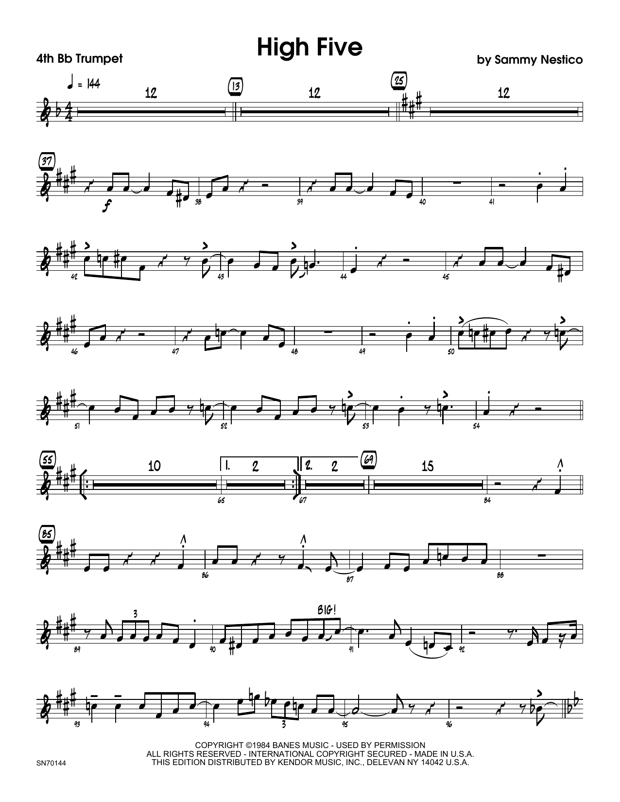 Download Sammy Nestico High Five - 4th Bb Trumpet Sheet Music