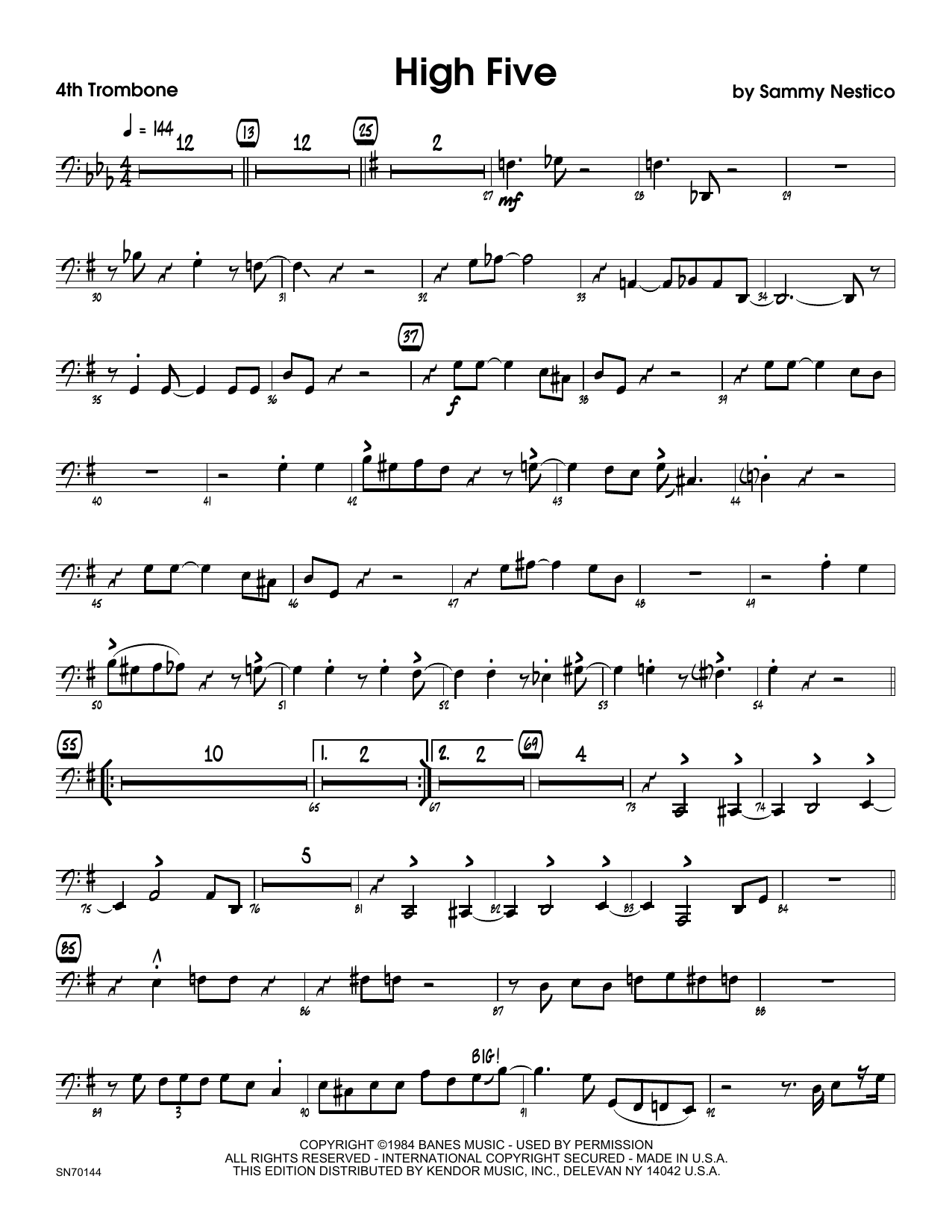 Download Sammy Nestico High Five - 4th Trombone Sheet Music