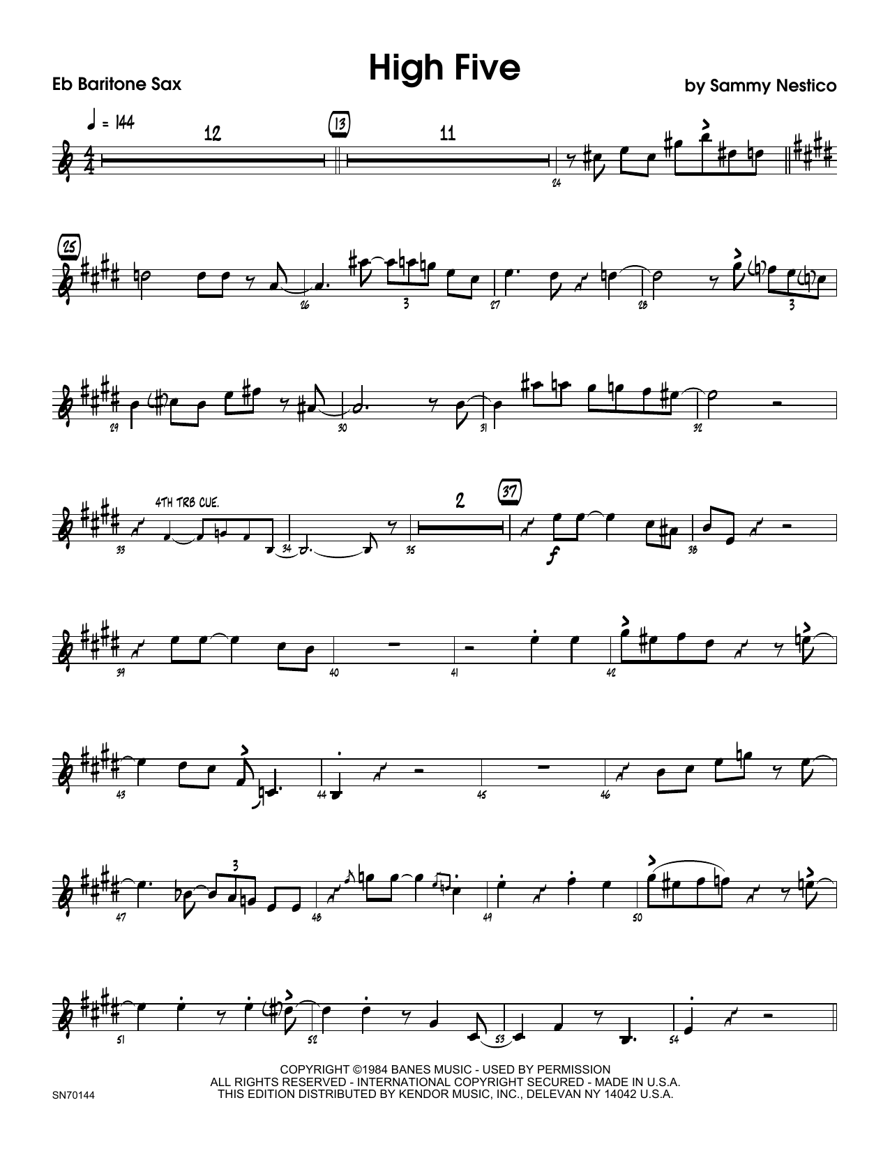 Download Sammy Nestico High Five - Eb Baritone Saxophone Sheet Music