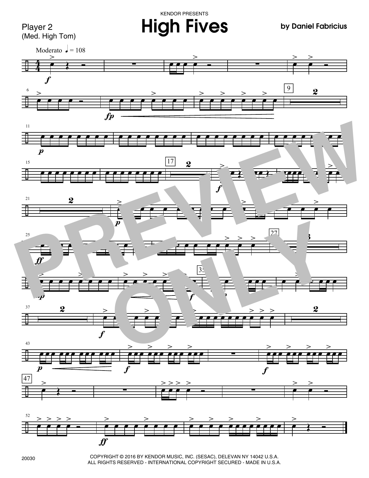 Download Daniel Fabricius High Fives - Percussion 2 Sheet Music