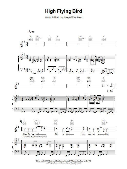 Toploader High Flying Bird sheet music notes printable PDF score