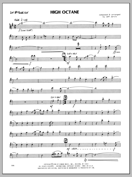 Download Jeff Jarvis High Octane - 1st Bb Tenor Saxophone Sheet Music