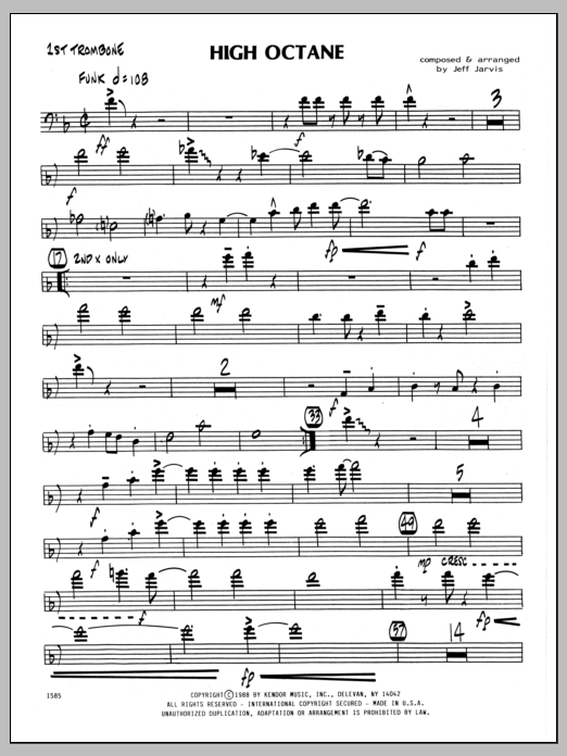 Download Jeff Jarvis High Octane - 1st Trombone Sheet Music