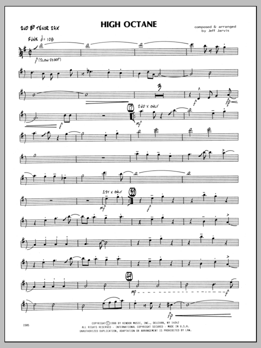 Download Jeff Jarvis High Octane - 2nd Bb Tenor Saxophone Sheet Music