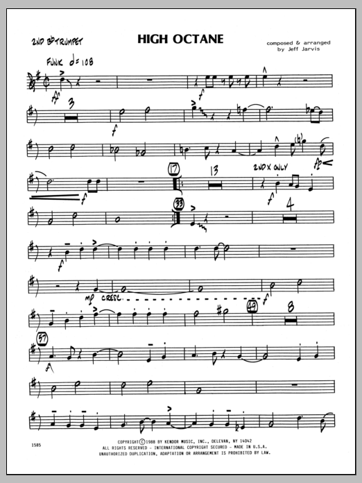 Download Jeff Jarvis High Octane - 2nd Bb Trumpet Sheet Music
