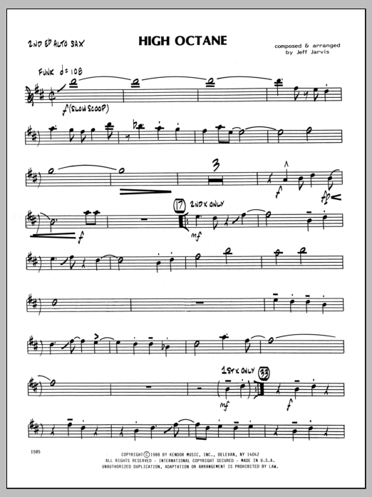 Download Jeff Jarvis High Octane - 2nd Eb Alto Saxophone Sheet Music