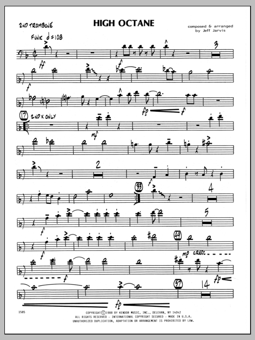 Download Jeff Jarvis High Octane - 2nd Trombone Sheet Music