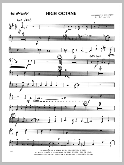 Download Jeff Jarvis High Octane - 3rd Bb Trumpet Sheet Music