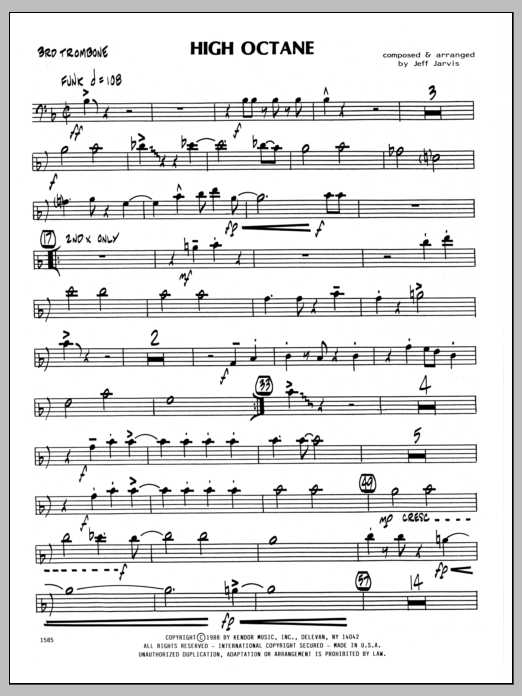 Download Jeff Jarvis High Octane - 3rd Trombone Sheet Music