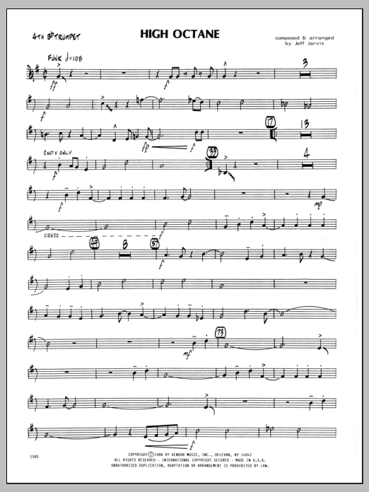 Download Jeff Jarvis High Octane - 4th Bb Trumpet Sheet Music