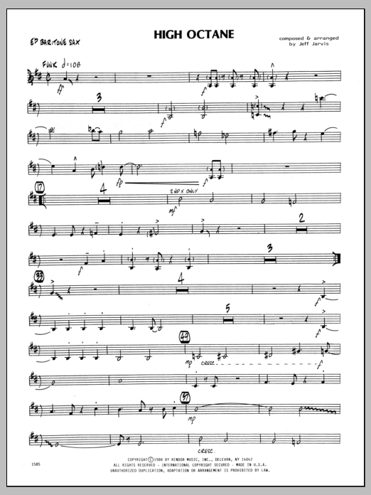 Download Jeff Jarvis High Octane - Baritone Sax Sheet Music