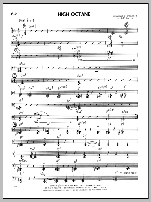 Download Jeff Jarvis High Octane - Piano Sheet Music