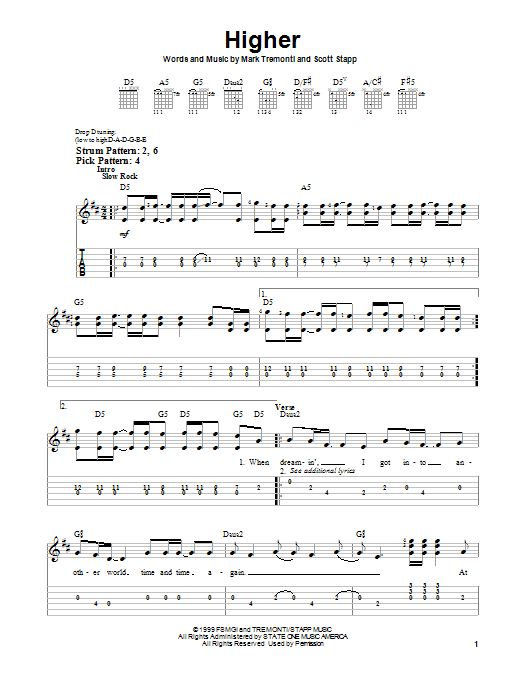 Download Creed Higher Sheet Music