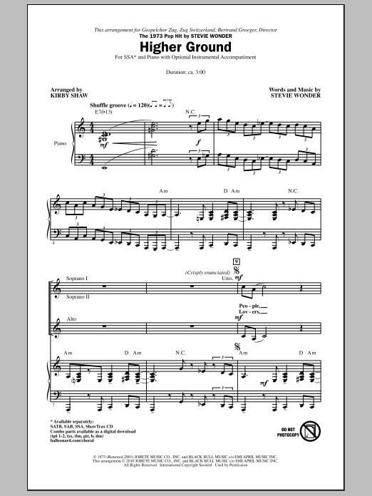 Download Kirby Shaw Higher Ground Sheet Music