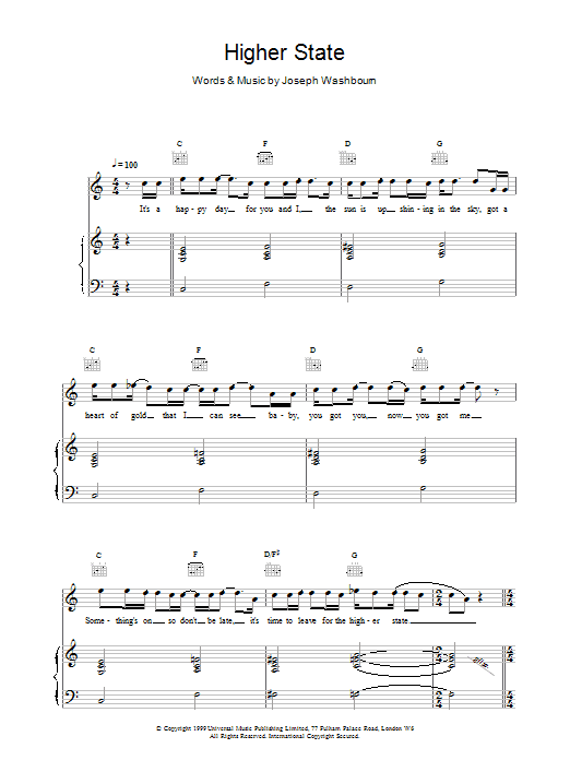 Toploader Higher State sheet music notes printable PDF score
