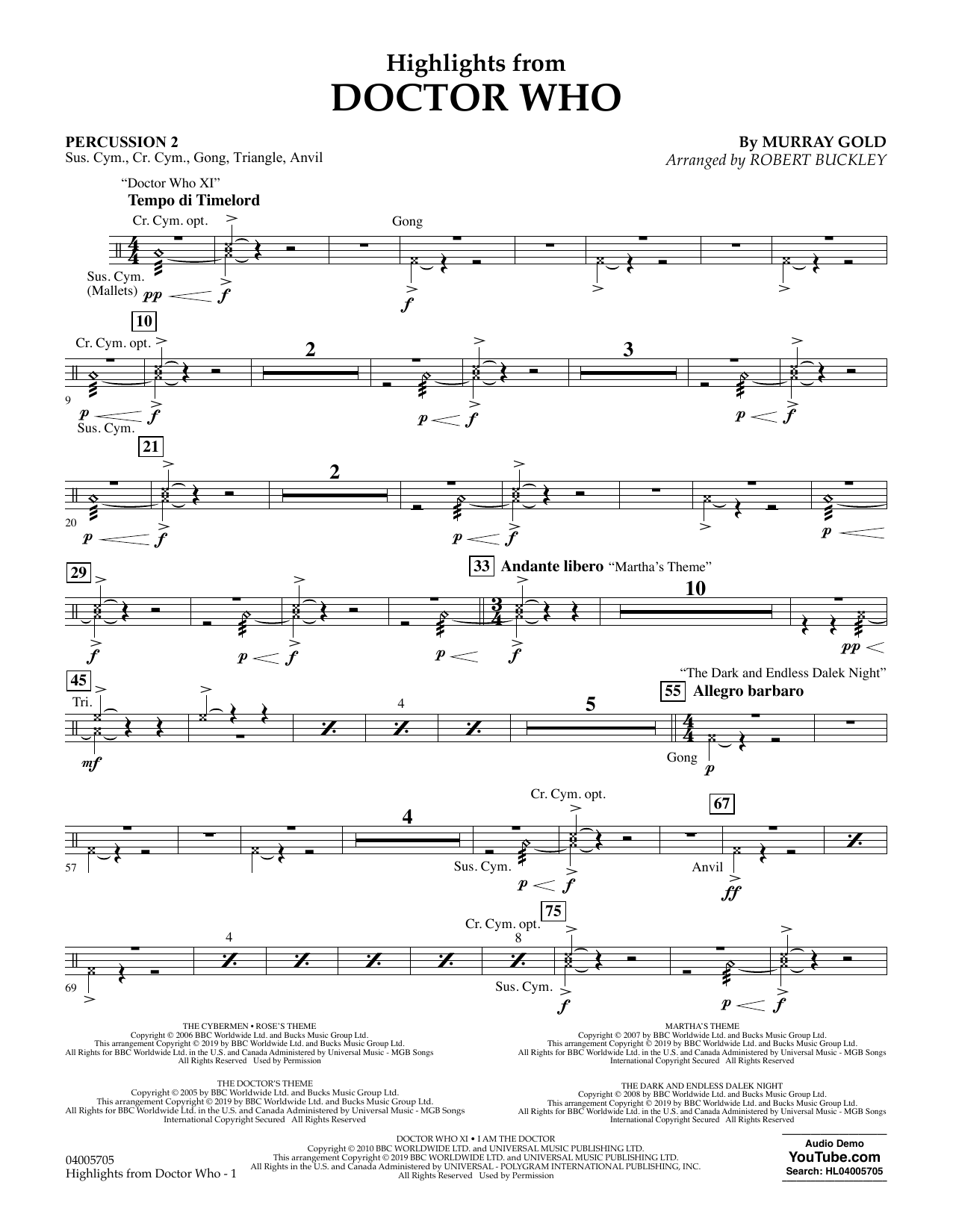 Download Murray Gold Highlights from Doctor Who (arr. Robert Sheet Music