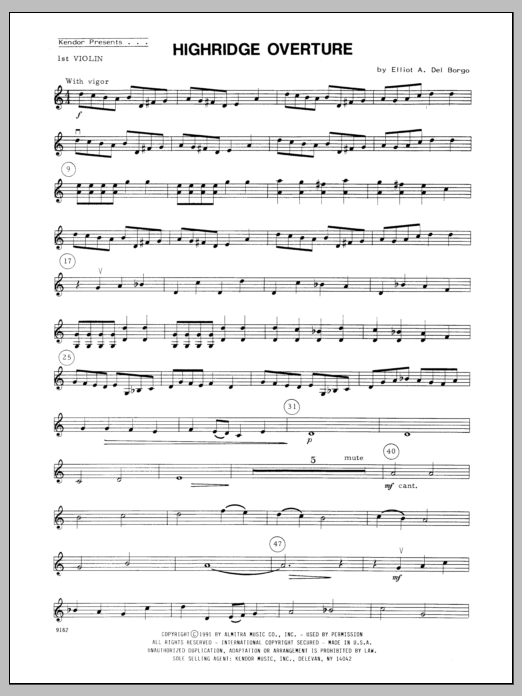 Download Del Borgo Highridge Overture - 1st Violin Sheet Music