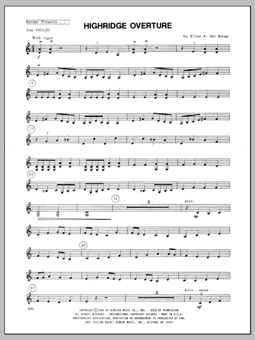 Download Del Borgo Highridge Overture - 2nd Violin Sheet Music