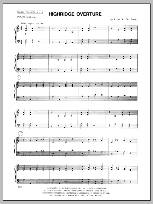 Download Del Borgo Highridge Overture - Piano (optional) Sheet Music