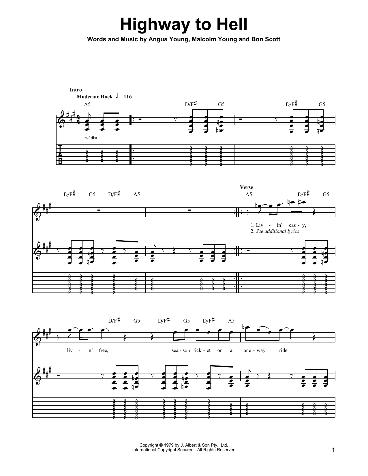 Download AC/DC Highway To Hell Sheet Music