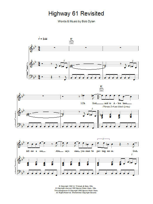 Bob Dylan Highway 61 Revisited sheet music notes printable PDF score