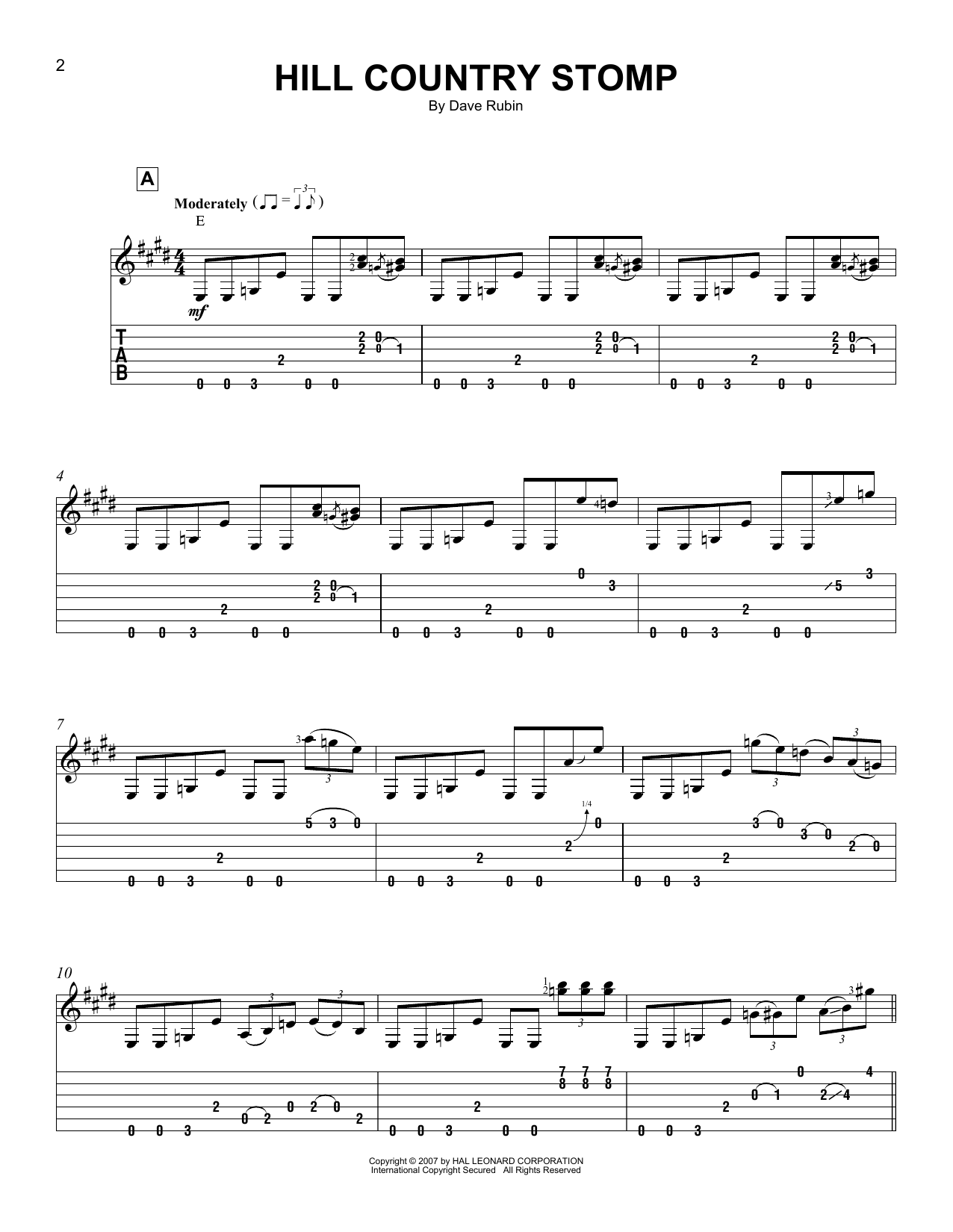 Download Dave Rubin Hill Country Stomp Sheet Music