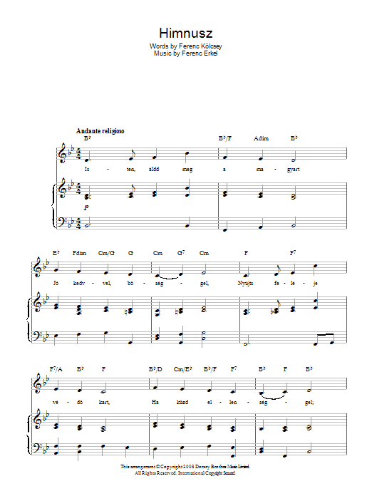 Download Ferenc Erkel Himnusz (Hungarian National Anthem) Sheet Music