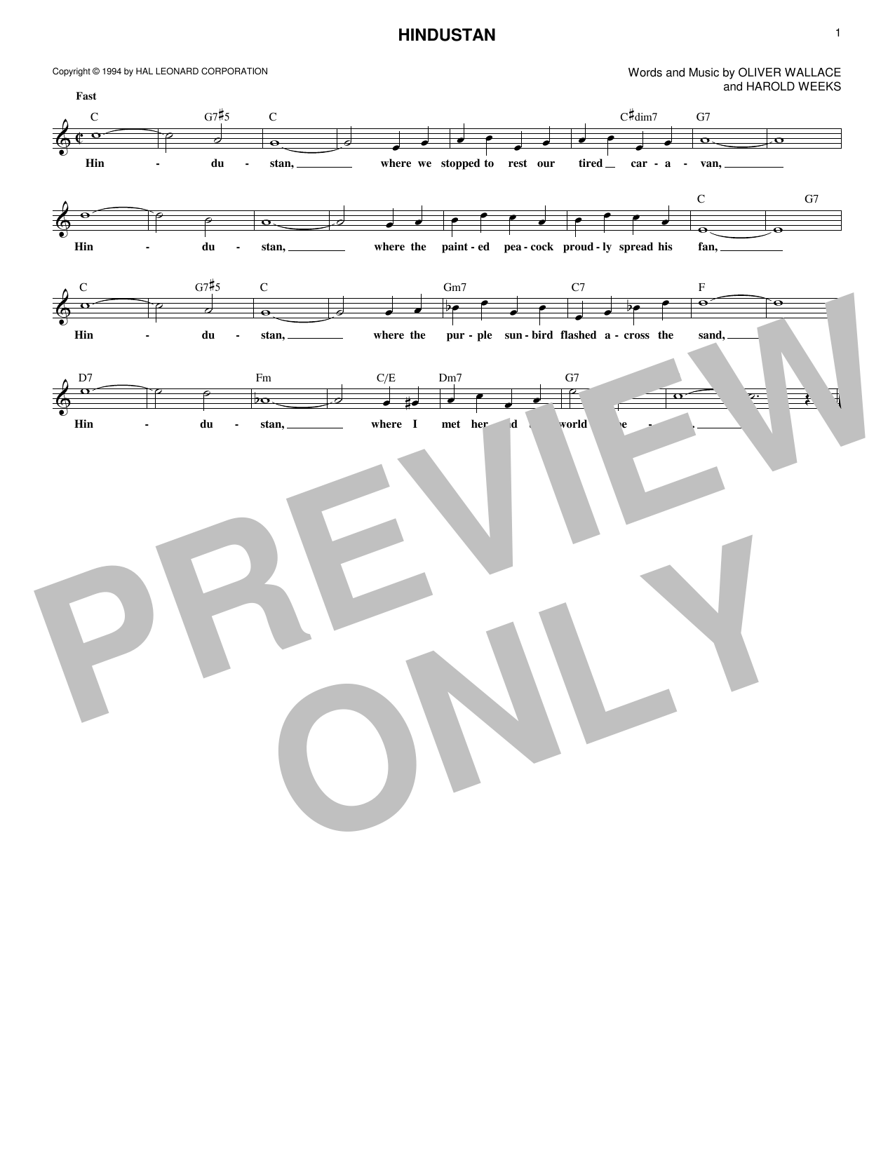 Download Oliver Wallace Hindustan Sheet Music