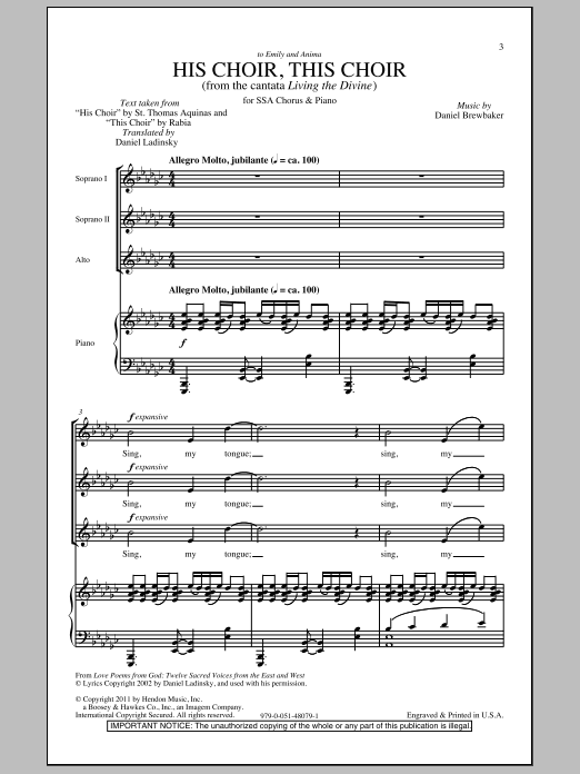 Download Daniel Brewbaker His Choir, This Choir Sheet Music