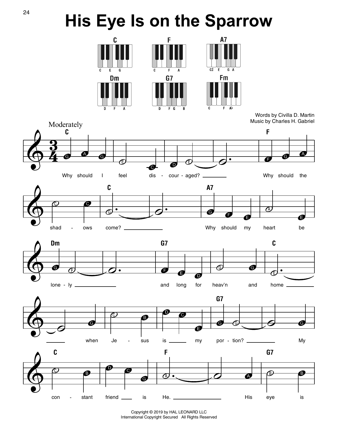 Download Civilla D. Martin His Eye Is On The Sparrow Sheet Music