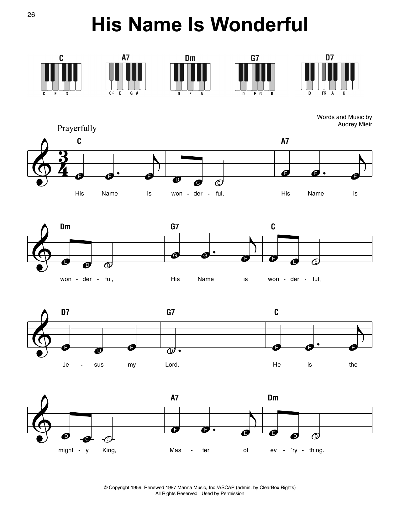 Download Audrey Mieir His Name Is Wonderful Sheet Music