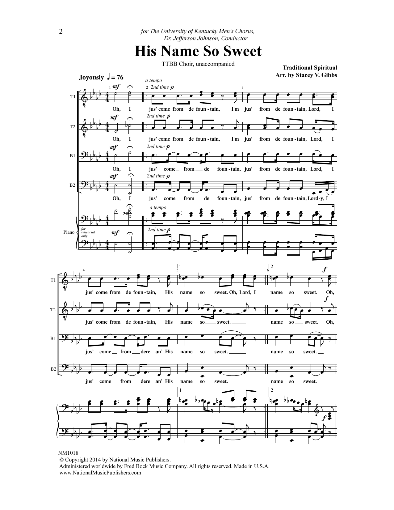 Download Stacey V. Gibbs His Name So Sweet Sheet Music