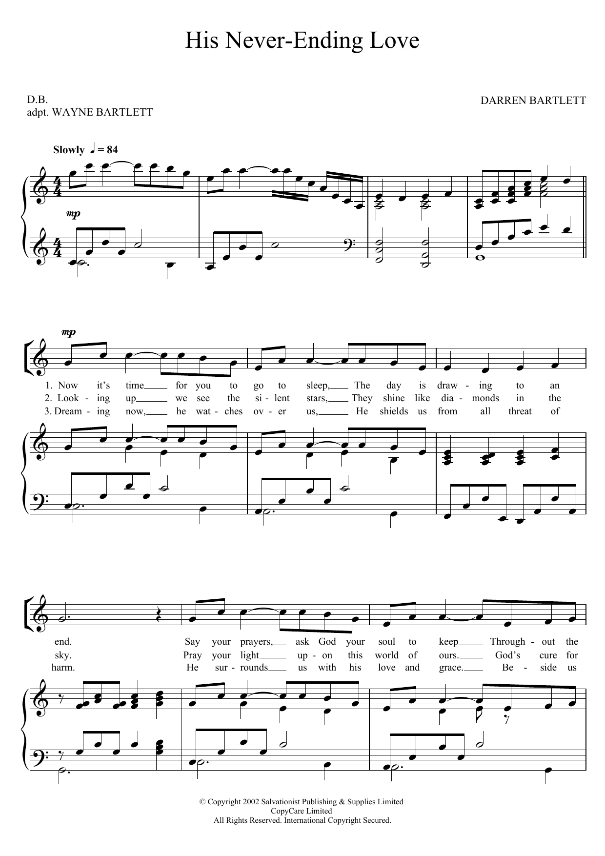 Download The Salvation Army His Never-Ending Love Sheet Music
