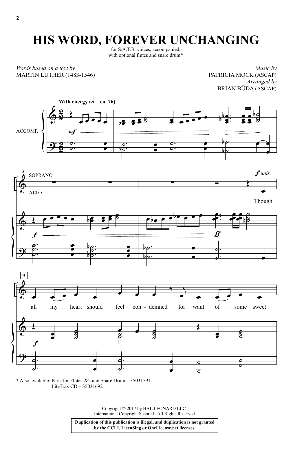 Download Brian Büda His Word, Forever Unchanging Sheet Music