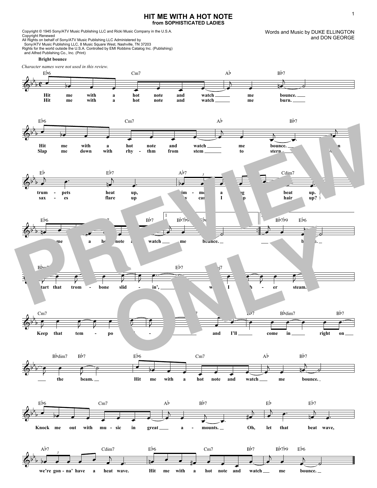 Download Duke Ellington Hit Me With A Hot Note Sheet Music