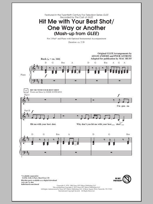 Download Pat Benatar Hit Me With Your Best Shot / One Way Or Sheet Music
