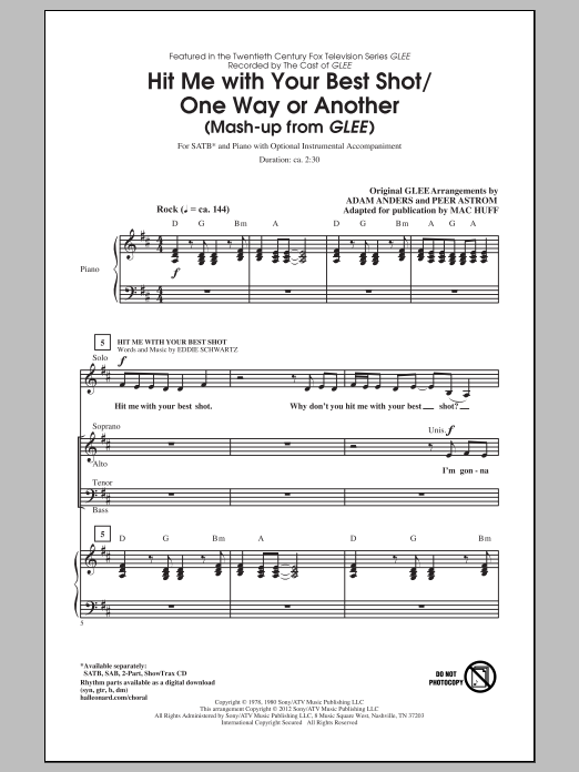 Download Pat Benatar Hit Me With Your Best Shot / One Way Or Sheet Music